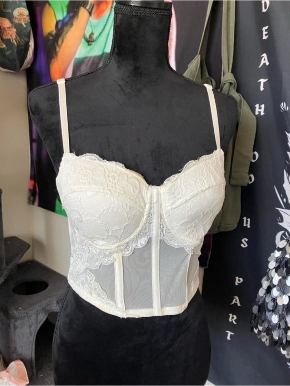 Say What? Ivory Lace Longline Bustier Bra